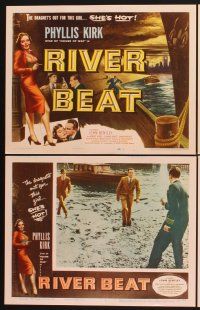3f636 RIVER BEAT 8 LCs '54 the dragnet is out for smoking bad girl Phyllis Kirk, who is HOT!