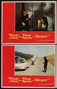 3f691 SLEEPER 8 LCs '74 Woody Allen, Diane Keaton, wacky futuristic sci-fi comedy!