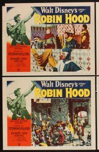 3f723 STORY OF ROBIN HOOD 8 LCs '52 Richard Todd with bow & arrow, Joan Rice, Walt Disney!