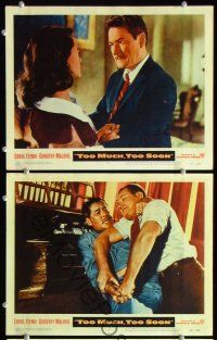 3f945 TOO MUCH, TOO SOON 3 LCs '58 Errol Flynn, sexy Dorothy Malone as Diana Barrymore!