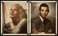 3g028 LOT OF 2 FAN PHOTOS '30s wonderful portraits of Jean Harlow & Clark Gable!