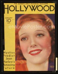 3g077 HOLLYWOOD magazine January 1933 portrait of Loretta Young, Jean Harlow's Future Revealed!