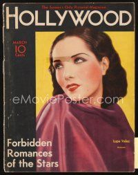 3g079 HOLLYWOOD magazine March 1933 head & shoulders portrait of pretty Lupe Velez!