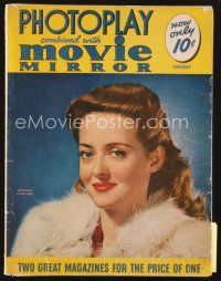 3g098 PHOTOPLAY magazine February 1941 portrait of Bette Davis in fur coat by Paul Hesse!