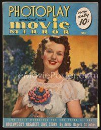 3g102 PHOTOPLAY magazine June 1941 portrait of Deanna Durbin with flower bouquet by Paul Hesse!