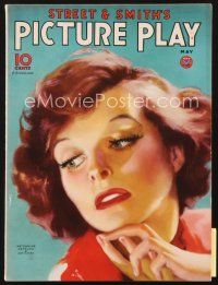 3g075 PICTURE PLAY magazine May 1934 artwork portrait of pretty Katharine Hepburn by Dan Osher!