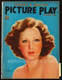 3g067 PICTURE PLAY magazine September 1933 artwork portrait of Dorothy Jordan by Tchetchet!