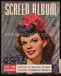 3g110 SCREEN ALBUM magazine Summer 1944 portrait of pretty Judy Garland wearing cool hat!