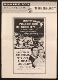 3g255 TIP ON A DEAD JOCKEY pressbook '57 Robert Taylor & Dorothy Malone in a horse race crime!