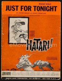 3g124 HATARI sheet music '62 Howard Hawks, John Wayne, Just For Tonight!