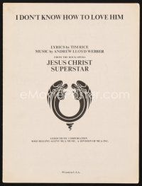 3g126 JESUS CHRIST SUPERSTAR stage play sheet music '70 I Don't Know How to Love Him!