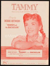 3g139 TAMMY & THE BACHELOR sheet music '57 super close up of Debbie Reynolds, Tammy!