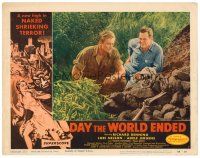 3h292 DAY THE WORLD ENDED LC #7 '56 Richard Denning & Paul Birch look at skull, Roger Corman