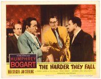 3h426 HARDER THEY FALL LC '56 men at bar listen to Humphrey Bogart holding drink!