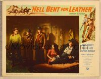 3h432 HELL BENT FOR LEATHER LC #3 '60 Audie Murphy glares at Felicia Farr tending to wounding man!