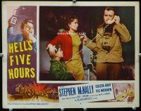 3h434 HELL'S FIVE HOURS LC #3 '58 Vic Morrow on phone holds Coleen Gray & young boy at gunpoint!