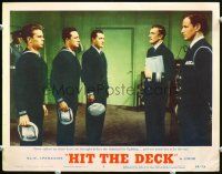 3h445 HIT THE DECK LC #5 '55 Russ Tamblyn & other sailors brought before Walter Pidgeon!