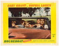3h454 HOUSEBOAT LC #1 '58 Cary Grant & beautiful Sophia Loren in convertible with their kids!