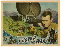 3h463 I COVER THE WAR LC '37 great close up of reporter John Wayne behind newsreel camera!