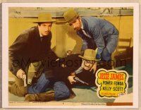 3h489 JESSE JAMES LC #8 R51 close up of Henry Fonda helping wounded Tyrone Power!