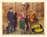 3h517 LADIES OF THE CHORUS LC #6 '48 cop watches sexy adele Jergens seduce guy on street corner!
