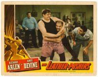 3h524 LEATHER PUSHERS LC '40 Richard Arlen watches boxer Andy Devine choke a guy out in the ring!