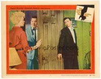 3h557 MAN WITH THE GOLDEN ARM LC #3 '56 Frank Sinatra hides behind the door as Kim Novak answers!