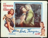 3h571 MISS SADIE THOMPSON LC '54 Aldo Ray grabs sexy prostitute Rita Hayworth!