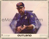 3h609 OUTLAND LC #7 '81 Sean Connery posing with shotgun is the only law on Jupiter's moon!