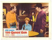 3h645 QUICK GUN LC '64 pretty Merry Anders sits between Audie Murphy & man in bar!