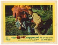 3h646 QUIET AMERICAN LC #8 '58 close up of Audie Murphy & Michael Redgrave after car wreck!