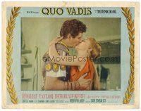 3h647 QUO VADIS LC #7 '51 close up of Robert Taylor kissing sexy Deborah Kerr in Ancient Rome!