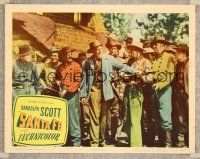 3h676 SANTA FE LC #5 '51 crowd of men surrounding Randolph Scott with shotgun, Irving Pichel