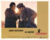 3h683 SCARECROW LC #7 '73 close up of young Al Pacino lighting cigar for Gene Hackman!