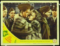 3h692 SEE HERE PRIVATE HARGROVE LC #8 '44 Robert Walker & pretty Donna Reed huddled under fur!