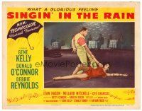 3h708 SINGIN' IN THE RAIN LC #7 '52 close up of Gene Kelly dancing with sexiest Cyd Charisse!