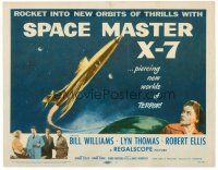 3h086 SPACE MASTER X-7 TC '58 satellite terror strikes the Earth, cool art of rocket ship!