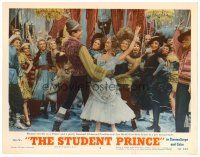 3h744 STUDENT PRINCE LC #3 '54 pretty Ann Blyth & Edmund Purdom dance at masquerade party!