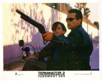 3h765 TERMINATOR 2 LC '91 Arnold Schwarzenegger with shotgun on motorcycle with Edward Furlong!