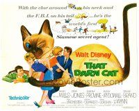 3h091 THAT DARN CAT TC R73 great art of Hayley Mills & Disney Siamese feline!
