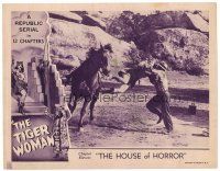 3h794 TIGER WOMAN chapter 11 LC '44 Linda Stirling grabbed from running horse, The House of Horror!