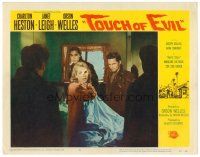 3h815 TOUCH OF EVIL LC #4 '58 close up of scared Janet Leigh surrounded by thugs!