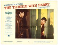 3h825 TROUBLE WITH HARRY LC #6 '55 Alfred Hitchcock black comedy, Shirley MacLaine in doorway!