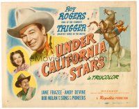 3h102 UNDER CALIFORNIA STARS TC '48 Roy Rogers & Trigger, Jane Frazee, Andy Devine!
