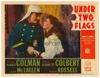 3h837 UNDER TWO FLAGS LC '36 romantic close up of Ronald Colman & Claudette Colbert!