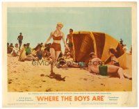 3h860 WHERE THE BOYS ARE LC #8 '61 sexy Yvette Mimieux in swimsuit is out for fun on the beach!