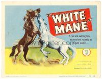 3h109 WHITE MANE TC '54 cool image of brown & white majestic wild stallions fighting!