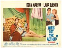 3h872 WHO'S GOT THE ACTION LC #6 '62 close up of Dean Martin with irresistible Lana Turner in bed!