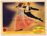 3h896 YOU WERE NEVER LOVELIER LC '42 classic close image of Rita Hayworth & Fred Astaire dancing!