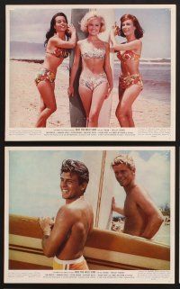 3j564 RIDE THE WILD SURF 10 color 8x10 stills '64 Fabian, Barbara Eden, girls in bikinis, surfing!